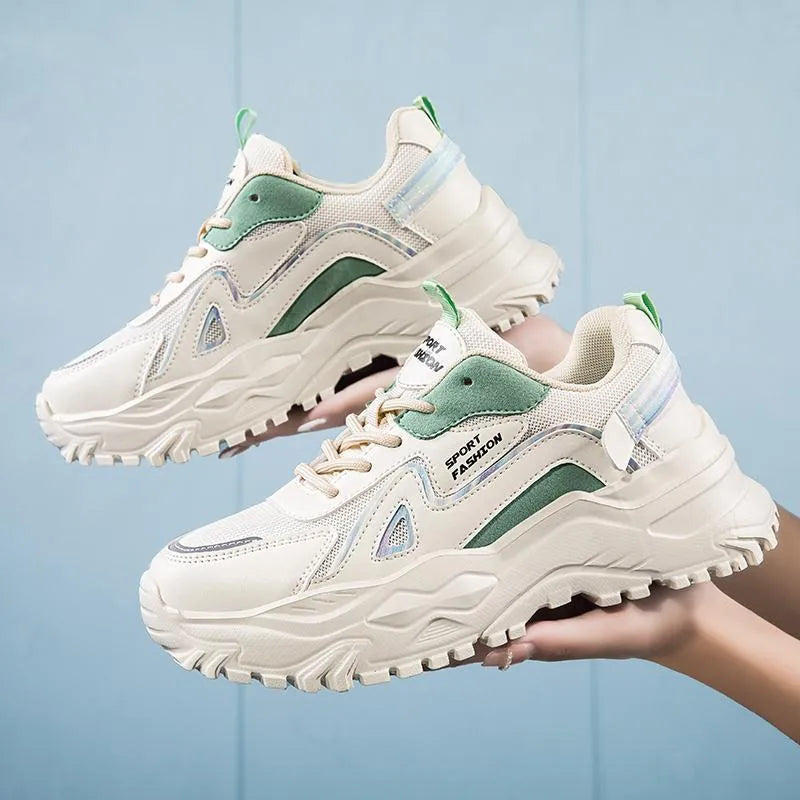 Men's low-top casual sports shoes in mesh with a rubber sole, shown in beige green colour.