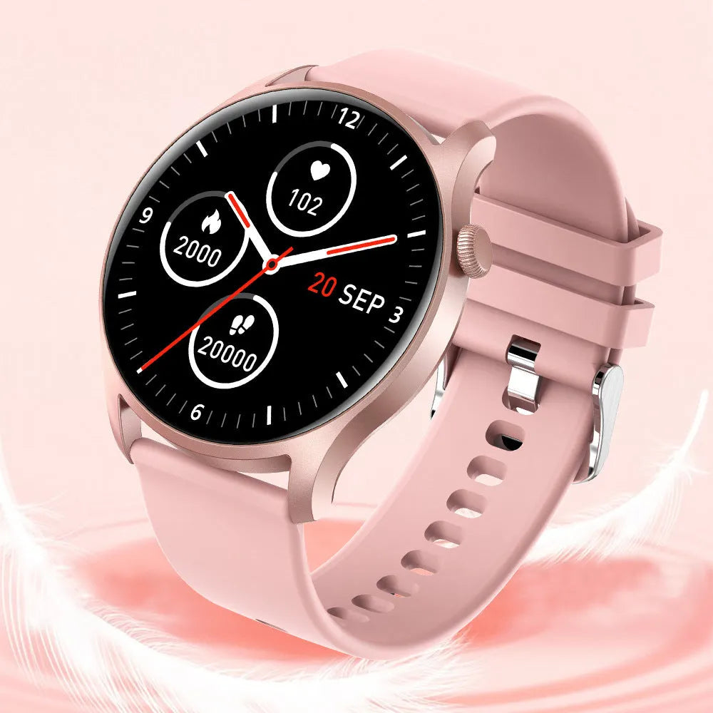 Smart watch with colour display showing heart rate monitoring on silicone wristband