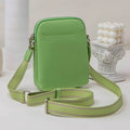 Solid colour mobile phone crossbody bag for women in black, beige, khaki, or green.