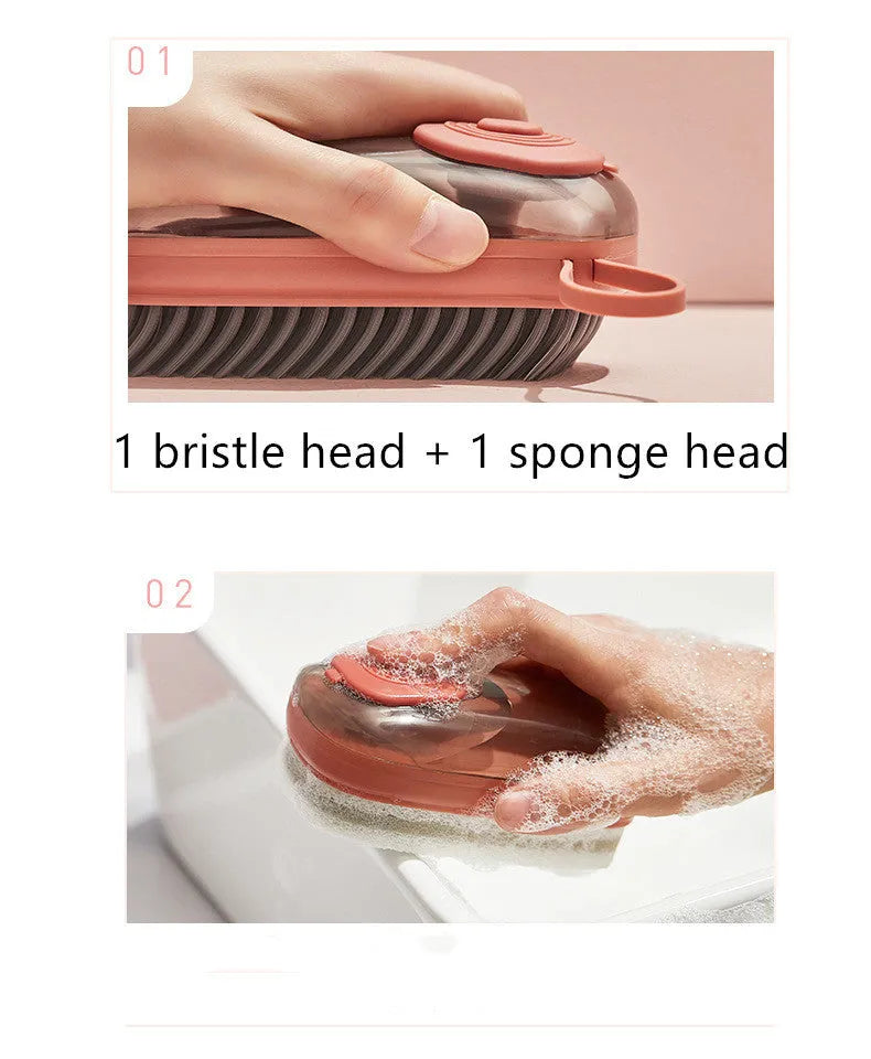 Blue automatic liquid cleaning brush with ergonomic grip for shoes and household cleaning