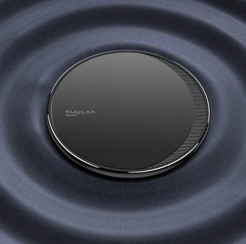 Black Kuulaa KL-CD16 wireless disc phone charger with LED indicator and Micro USB port
