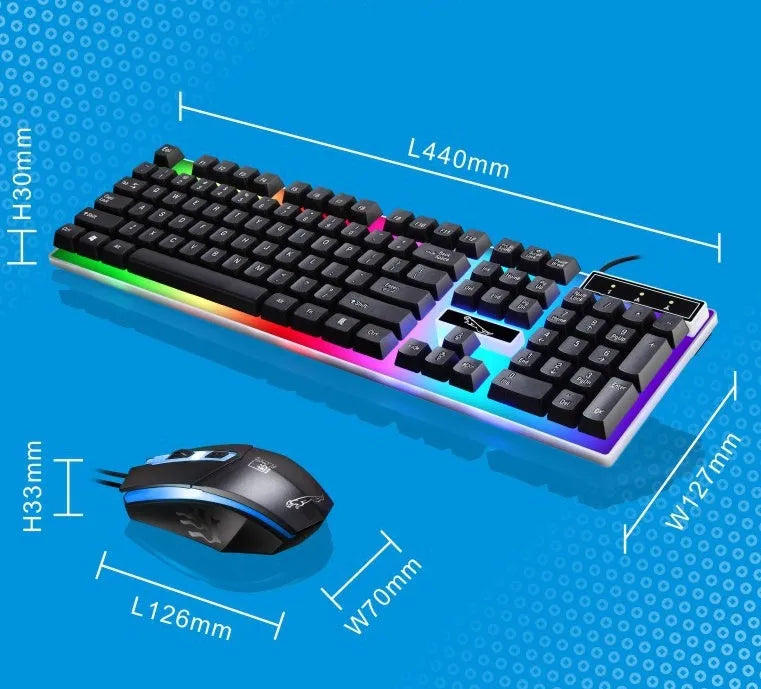 G21 wired U U mouse and keyboard set in black with suspended lighting mechanical feel design