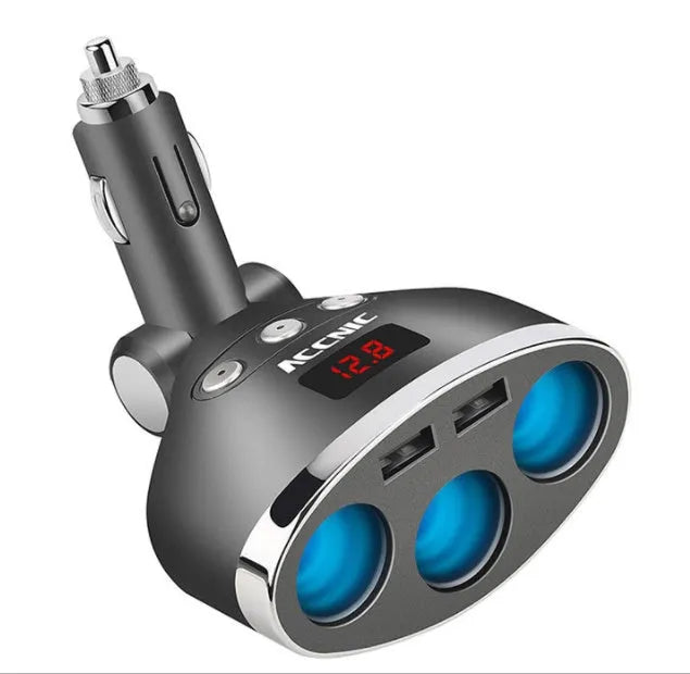ACCNIC black round 2-port USB car charger for smartphones and small appliances