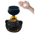 Black plastic cartoon cat-shaped soap dispenser measuring 10x18cm with manual pump