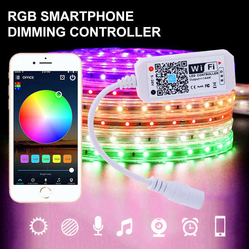 White WiFi LED light controller with dimensions 53x24x11mm for RGB strip lights