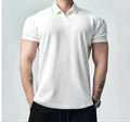 Men's loose fit retro t-shirt in white, black, or grey with choice of Henry or polo collar