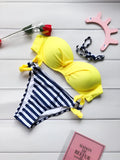 Striped push-up bikini set for women in Pink, padded cups, size S to 3XL
