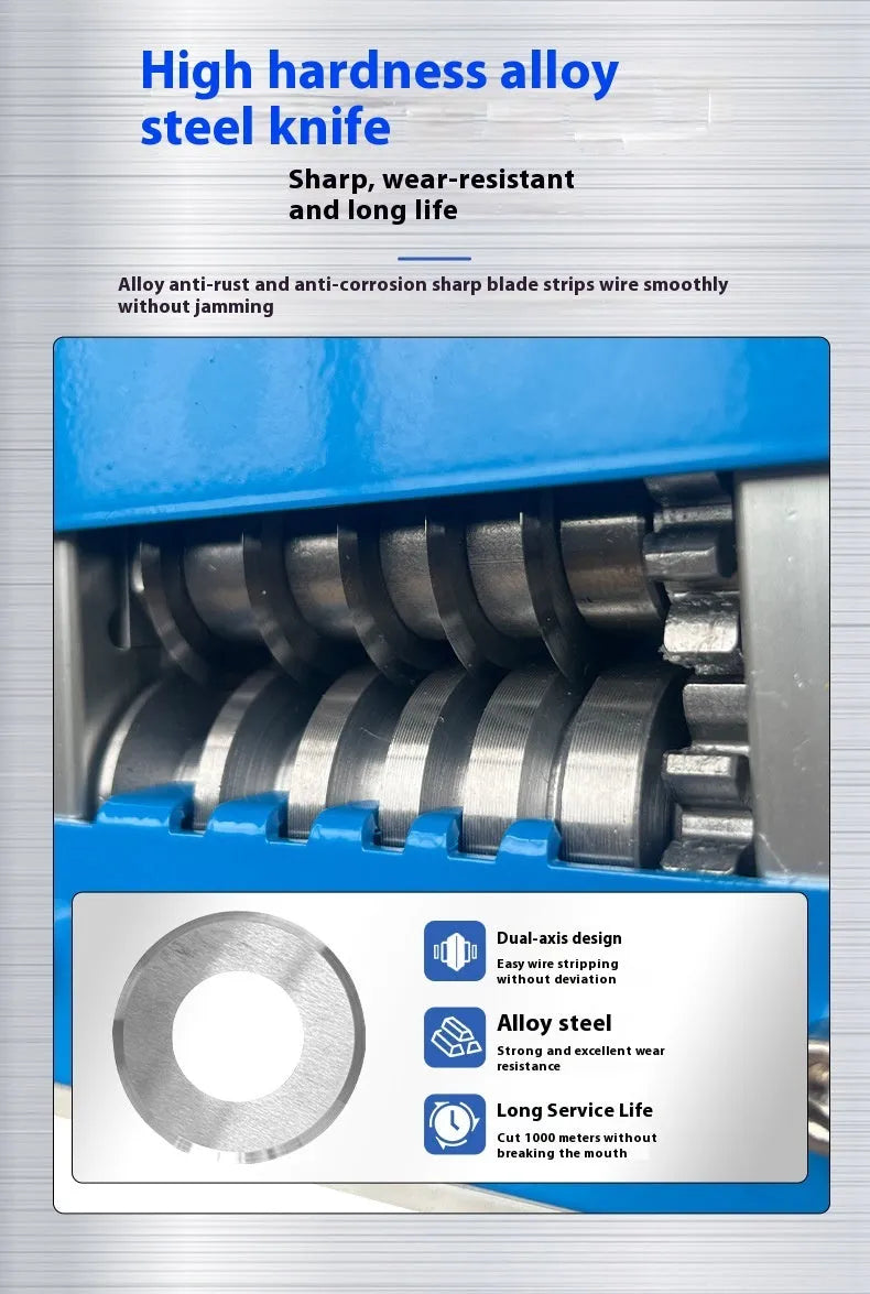 SD-017 manual wire stripping machine showing compact tool with adjustable jaws for 0.5-17mm wires.