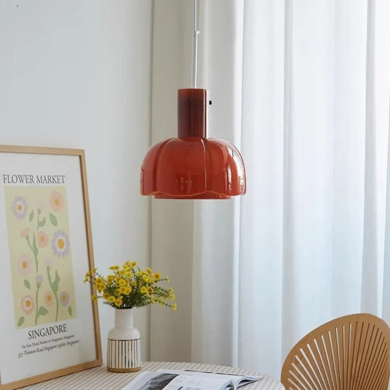 Medieval glass bud pendant chandelier in retro style for dining room or bedroom