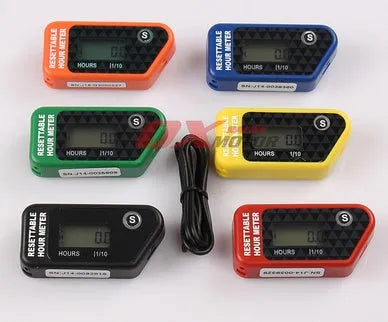 Black waterproof LCD digital maintenance reminder timer for ATV motorcycle boat and lawn mower.