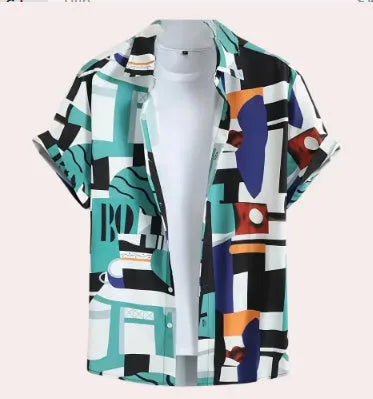 Men's camouflage print t-shirt with 3D digital printing and short sleeves