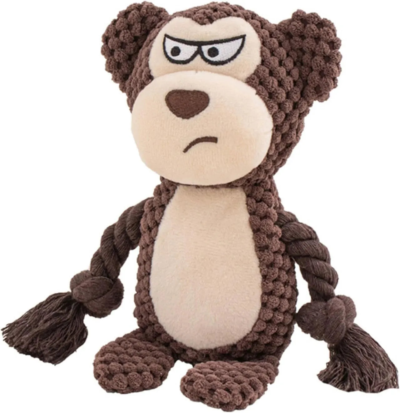 Dog plush chewing toy with squeaker and crinkle paper in elephant, fox, monkey, pig, and rabbit designs for small dogs