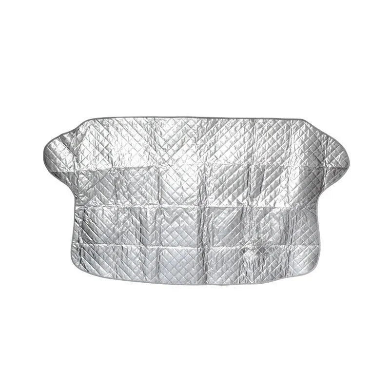 Silver car windshield antifreeze cover 92x145cm with anti-theft door clips for frost and snow protection