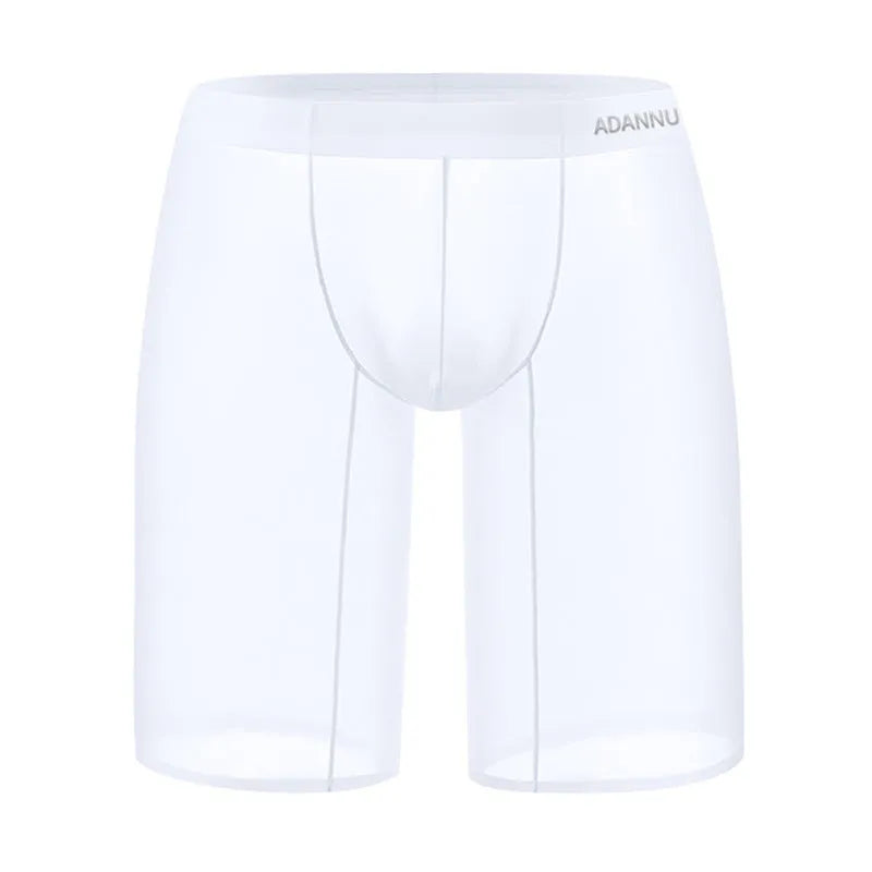 Men's black seamless mesh home shorts with a hip-lifting function, made from knitted nylon fabric.