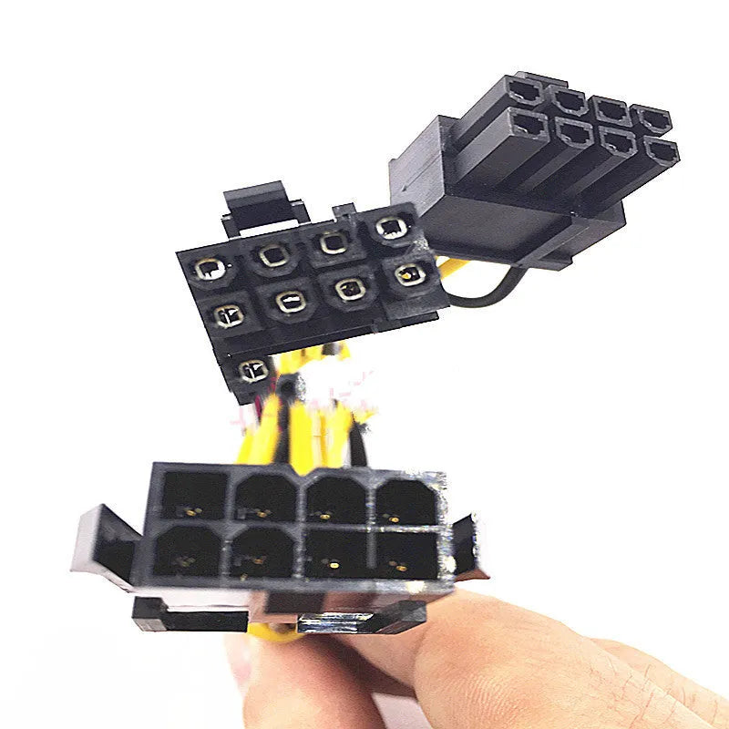 Black 8PIN female to dual 8PIN male graphics card power cable measuring 21cm with oxygen-free copper wire