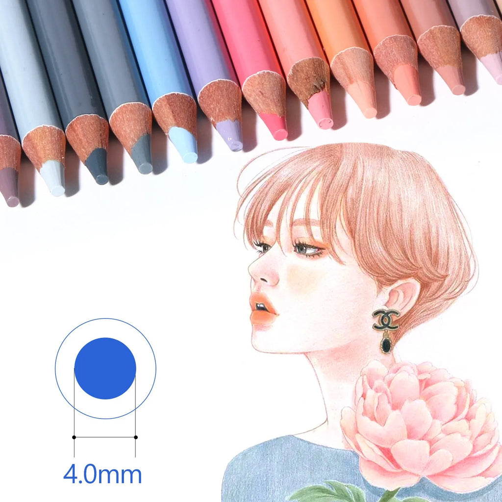 24 skin tone coloured pencils in round tin case for portrait drawing and illustration