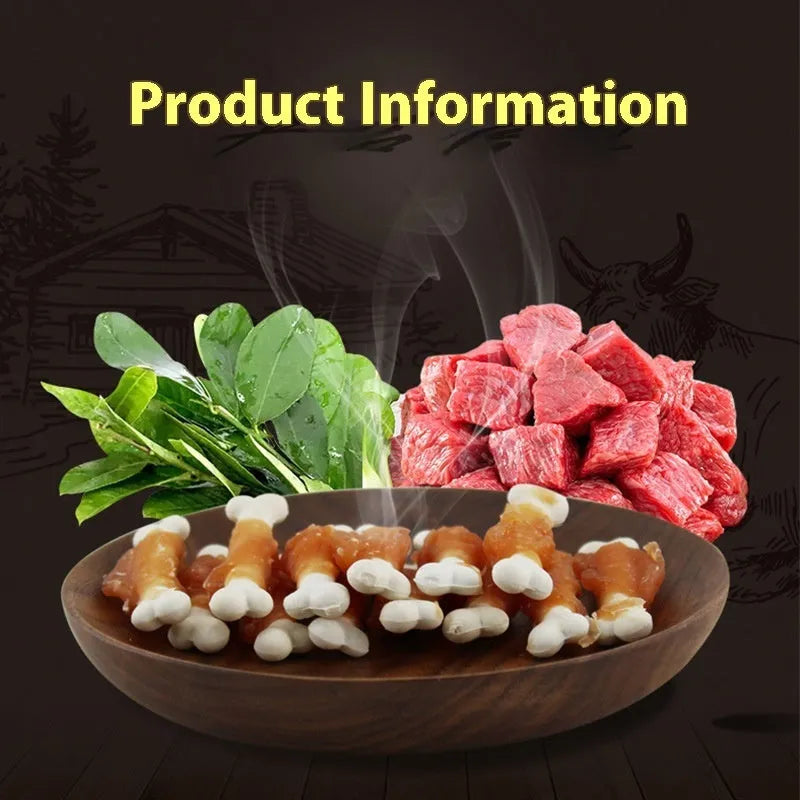 400g bag of Betty Chicken Wrapped Calcium Bone dog treats showing chicken-wrapped milk bone shape