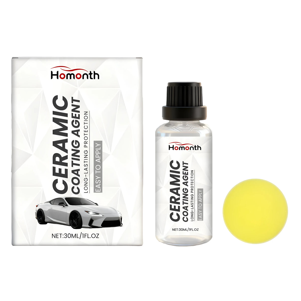 30ml ceramic coating agent bottle and sponge for car paint protection