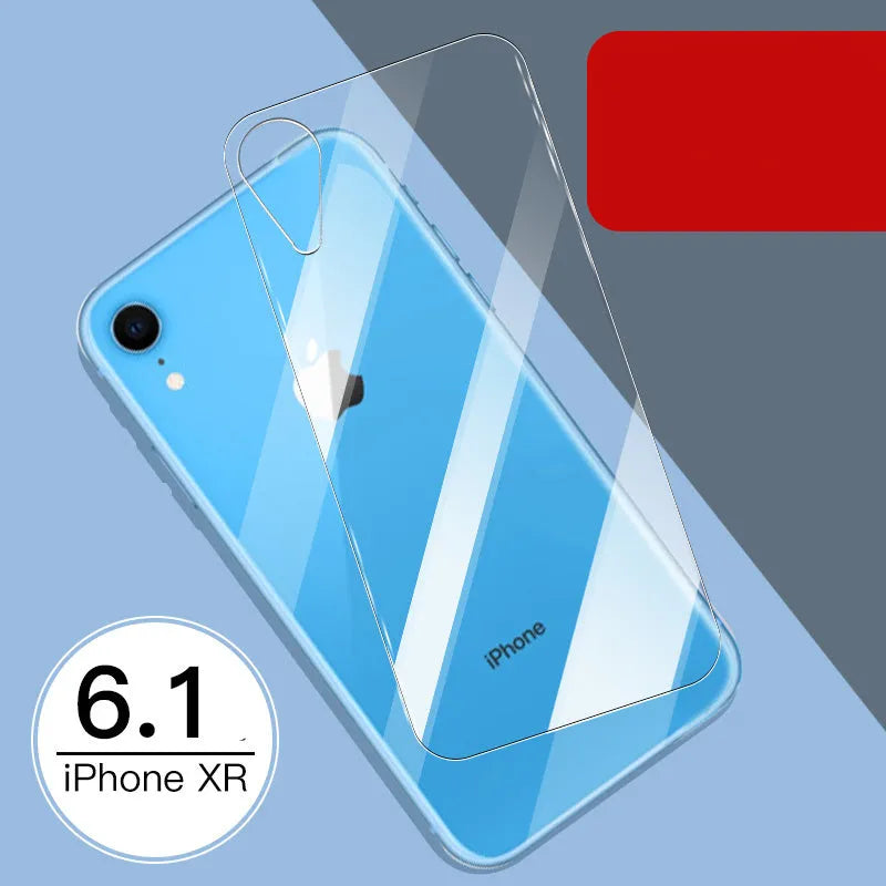 Tempered glass screen protector for Apple iPhone with rear and front film options.