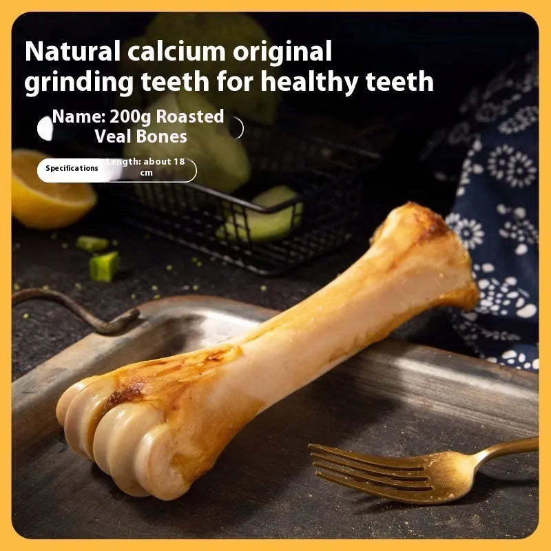 Large dog molar rod chew for dental care with roasted ox bone flavour