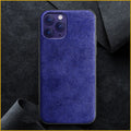 Suede full-cover phone case for iPhone in dark blue luxury style