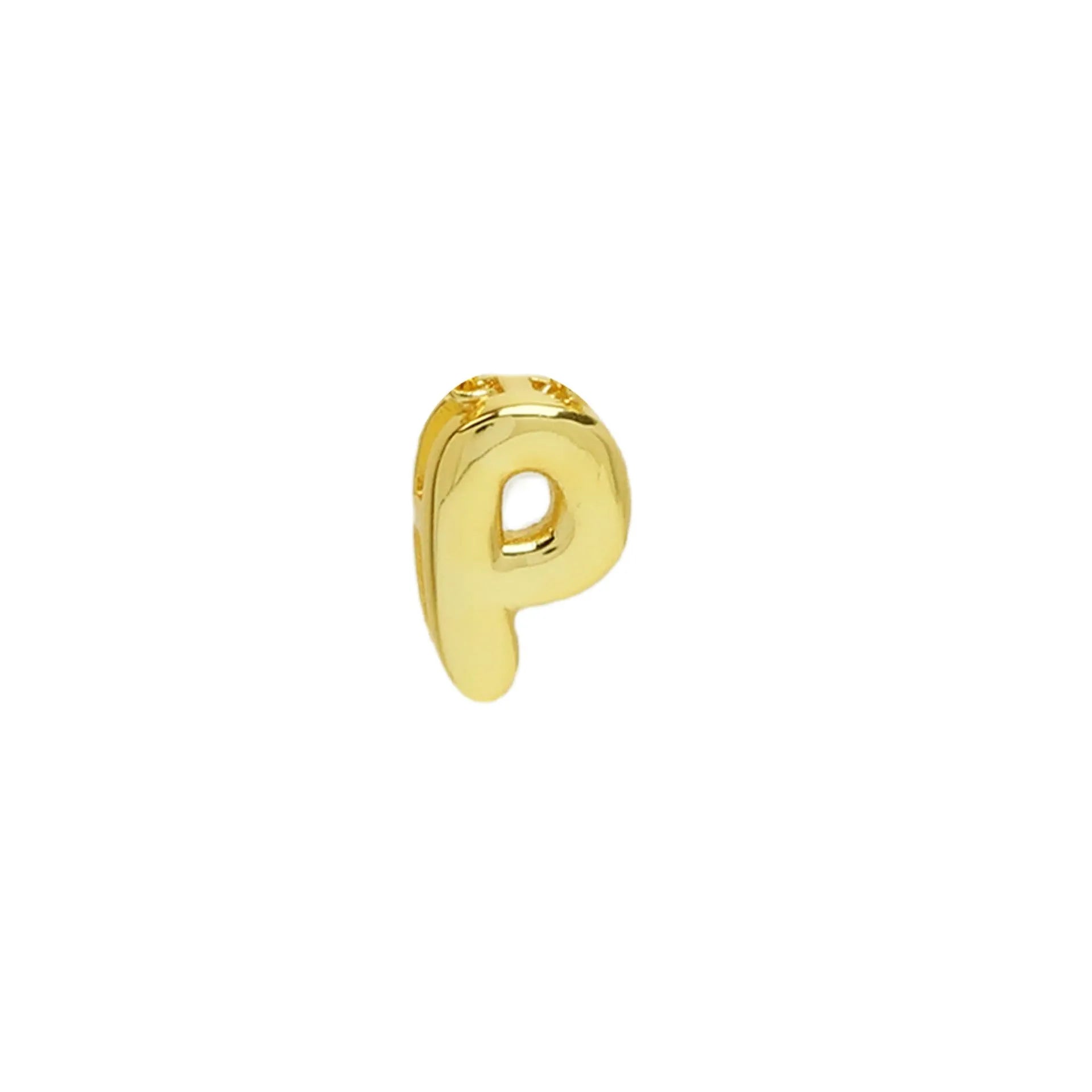 18k electroplated gold DIY letter name bracelet with smooth bubble surface on copper alloy