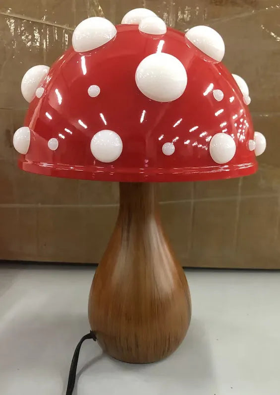 Mushroom decorative table lamp with tri-colour light on a bedside table, white base option, modern simplicity style