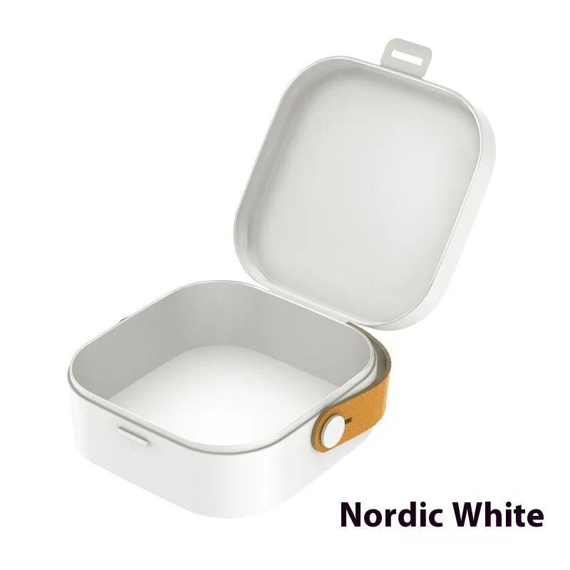 Medium portable storage box for data cables and Bluetooth headsets in Nordic White colour