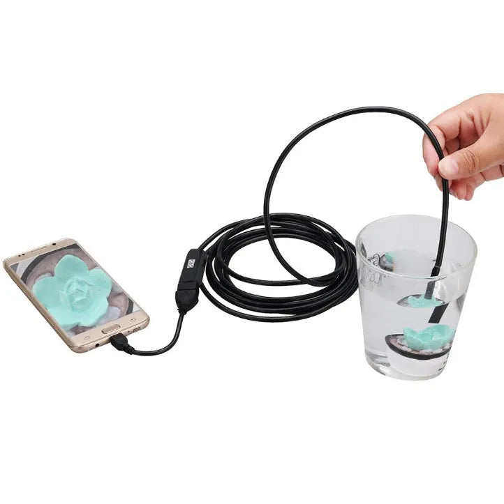 OWSOO USB endoscope camera with 5m cable, 6 LED lights, hook, magnet and side mirror for inspections