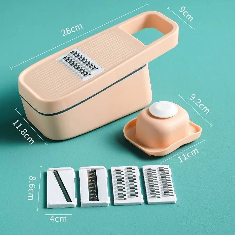 Multi function cutter with 304 stainless steel blade and PP body in Blue for kitchen slicing and shredding