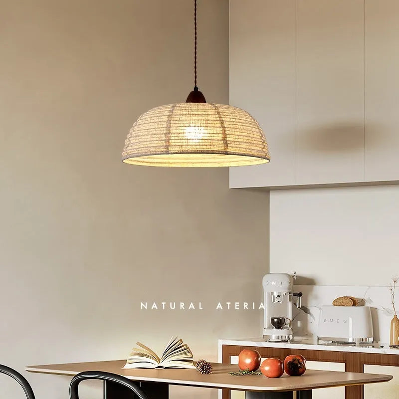 Retro fabric dining chandelier with iron frame, adjustable height 1.5m, three light colour options, for bedroom or clothing store