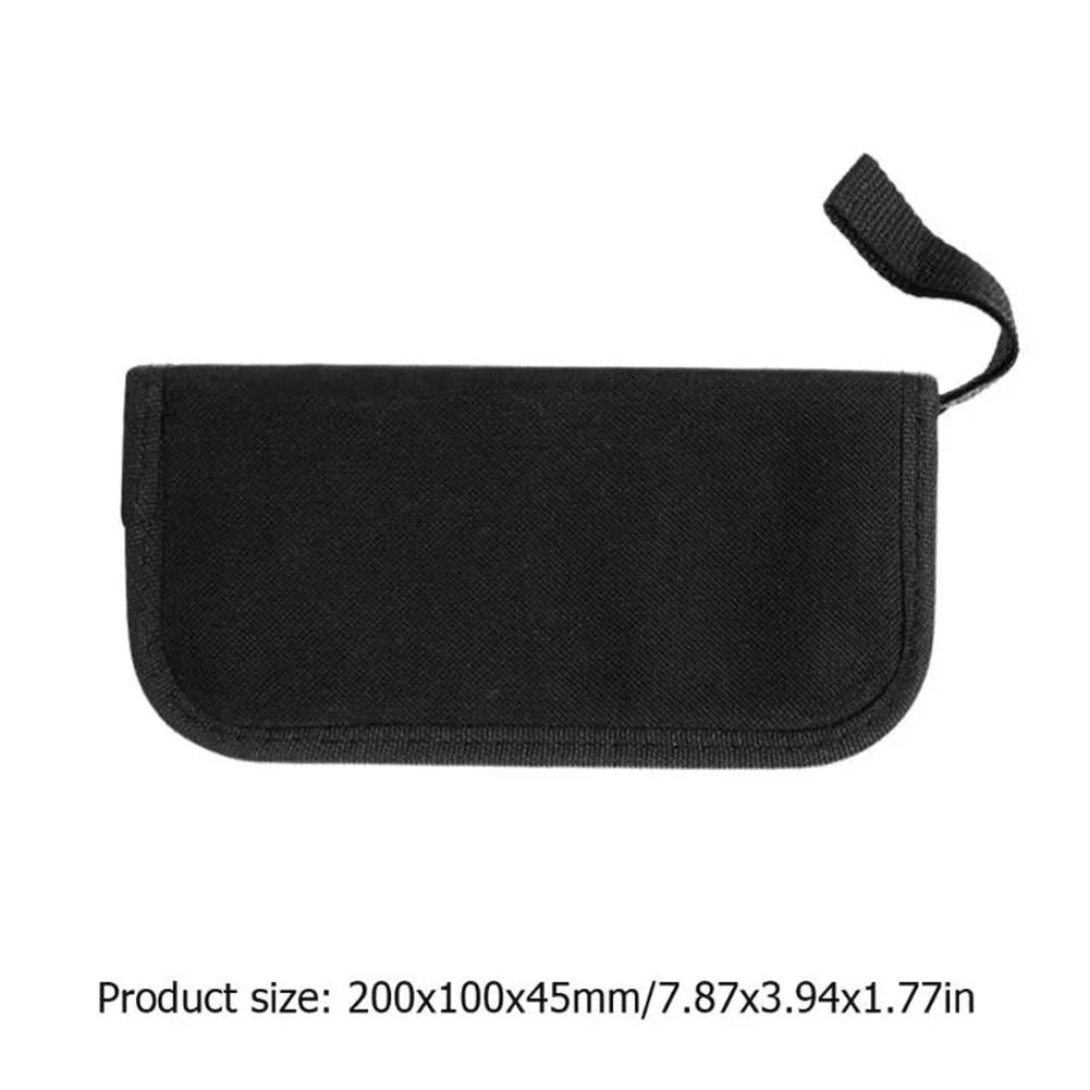 Black plastic case open to show guitar repair and maintenance tools for guitars, basses, mandolins, and banjos.