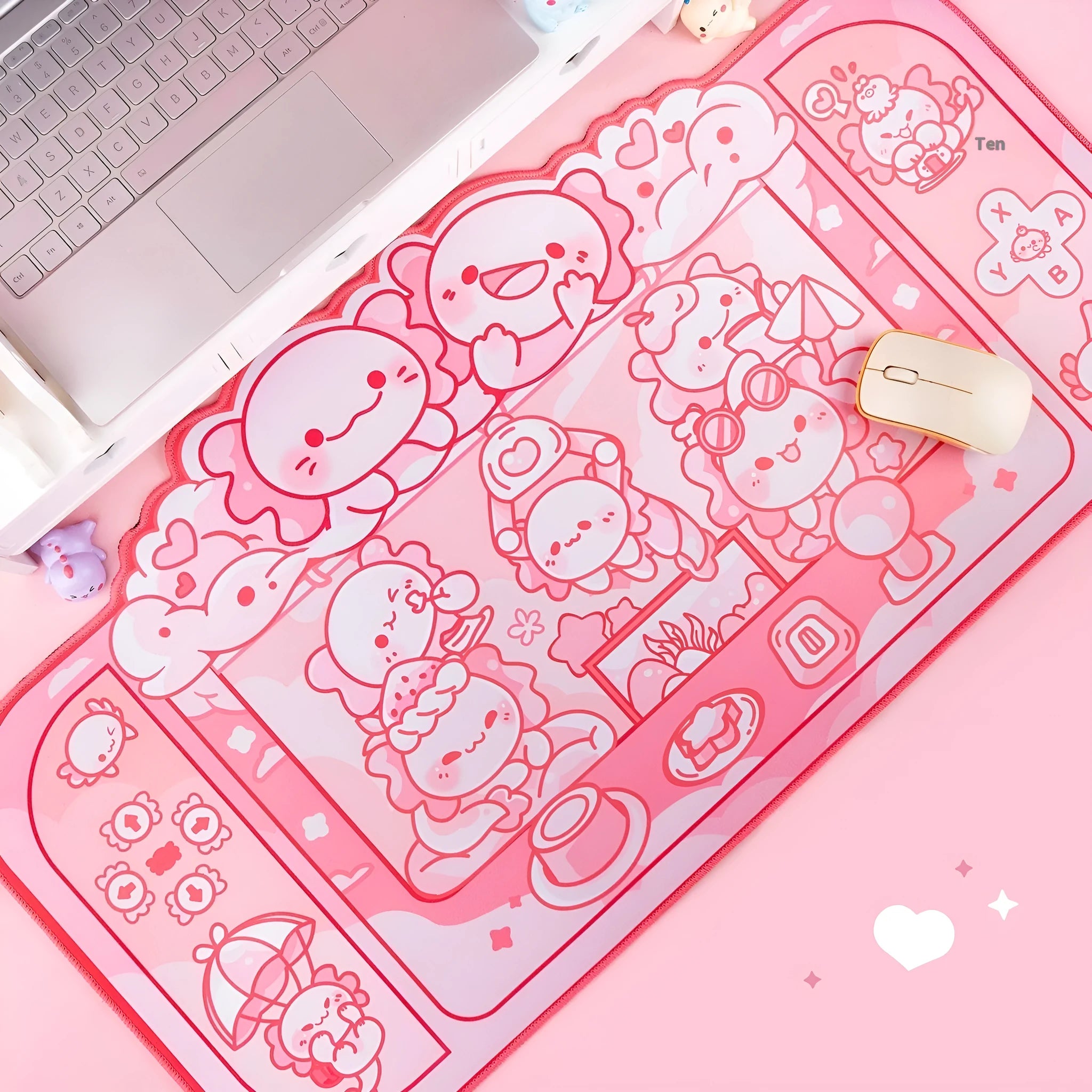 Large rectangular mouse pad with hexagonal dragon crane machine anime design measuring 75cm by 40cm