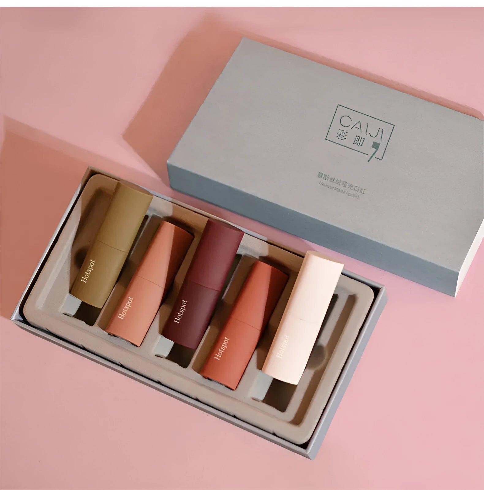Gift box lipstick set with 5 branches, mousse velvet matte waterproof non-stick cup finish