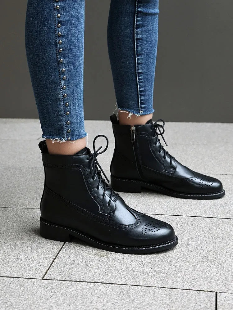 Women's chunky heel black classic mid-calf boots with ethnic pattern, rubber sole, and sizes 35-48