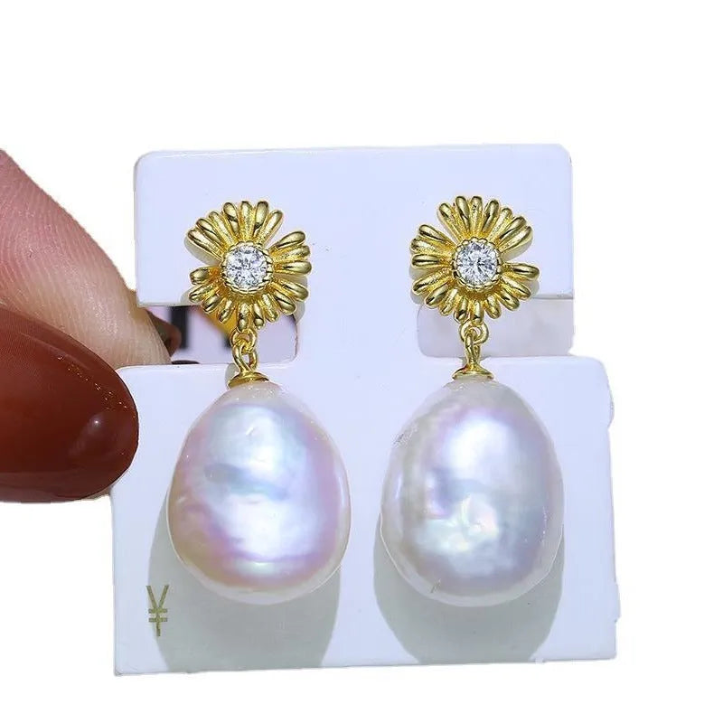 S925 sterling silver baroque flower earrings and ring holder set for DIY jewellery making.