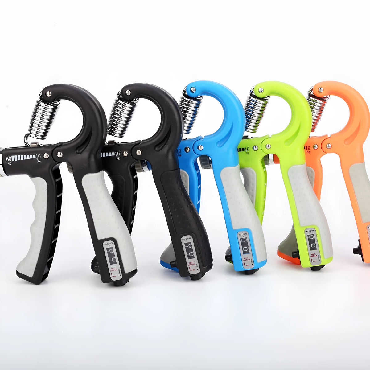 Adjustable hand grip with mechanical counter, ABS and stainless steel, 16cm x 12cm