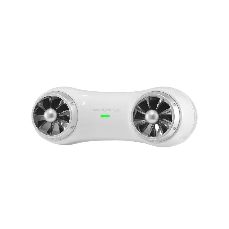 Compact black car air purifier with anion generator and aromatherapy functions