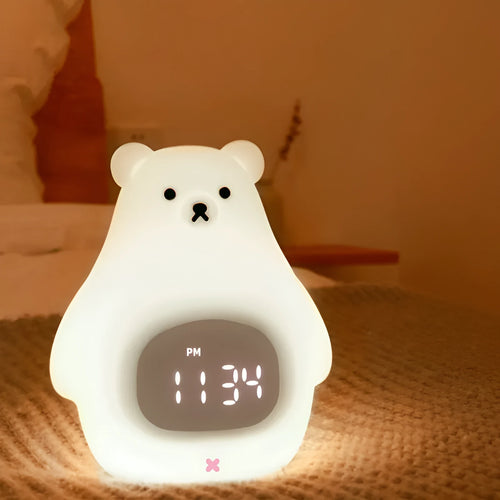 Big White Bear shaped silicone night light with colourful cross-mirror explosion light effect.