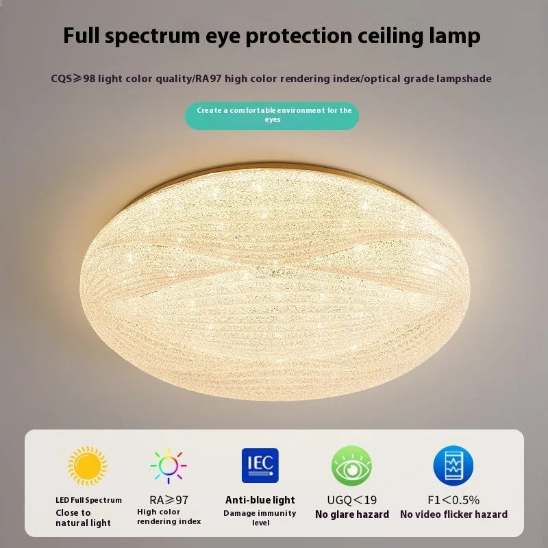 Modern copper round ceiling lamp for bedroom with multiple size options