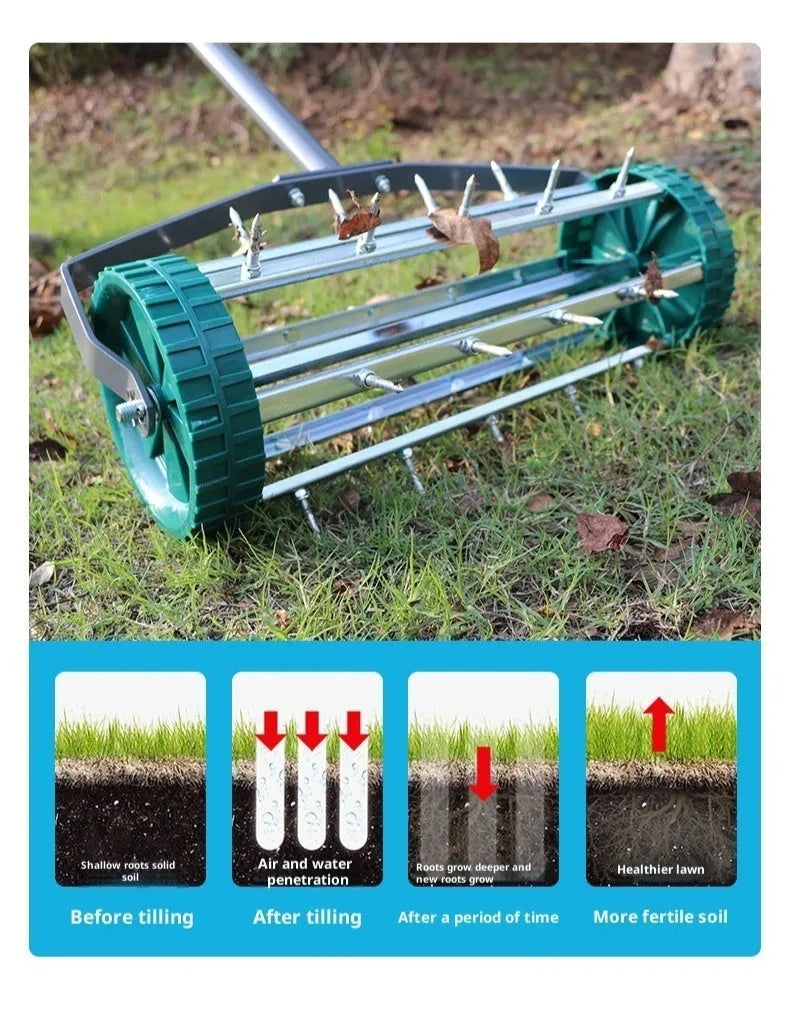 GL1201 manual lawn aerator soil ripper A3 steel garden tool trimmed