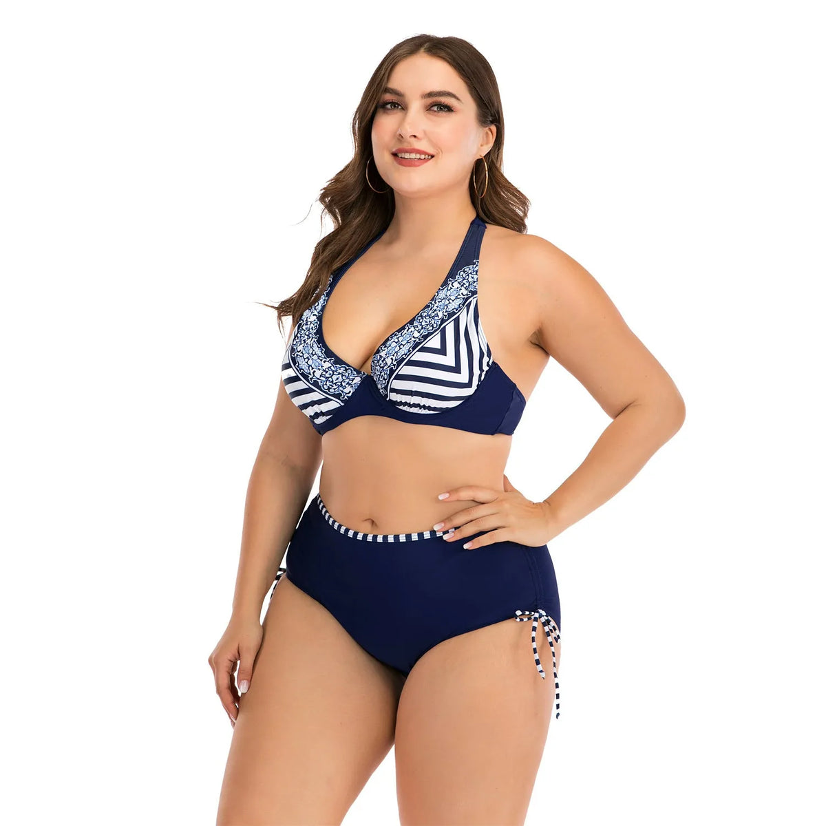 Photo colour underwire bikini with steel support and chest pad in plus size L to 4XL