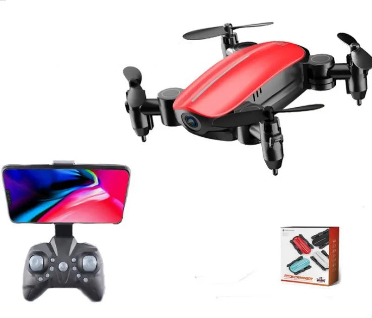 Teeggi T10 foldable mini drone with camera in black, with remote control and altitude hold function