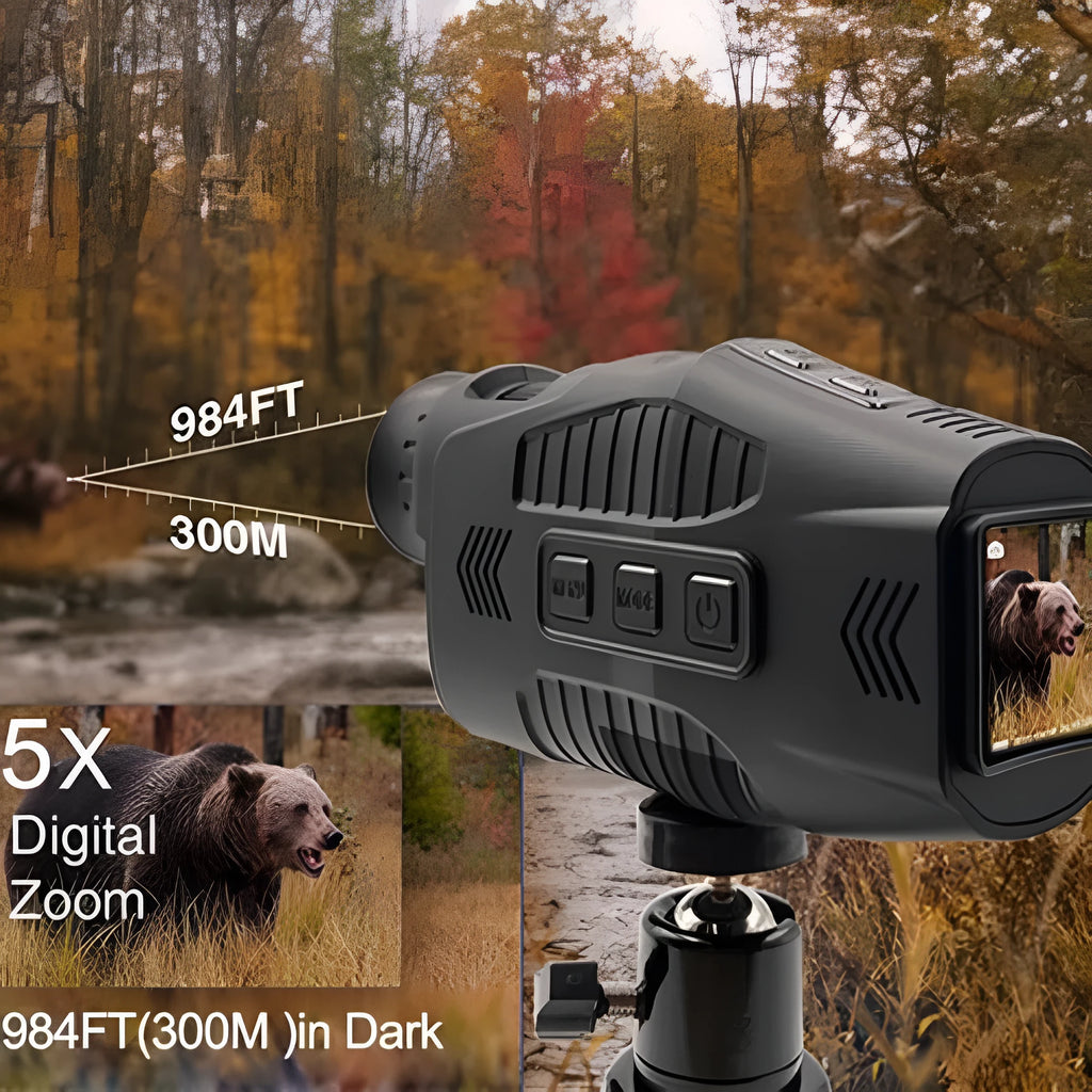 Hd infrared night vision monocular 1080P with 5X zoom and 3W infrared spotlight, 160x75x55mm