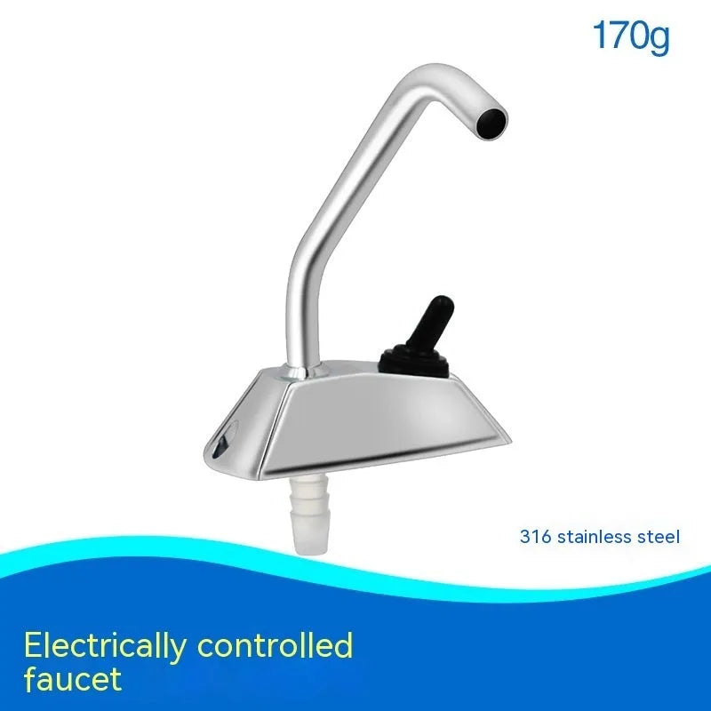 RV rotating faucet with electronic control in 316 stainless steel mirror finish