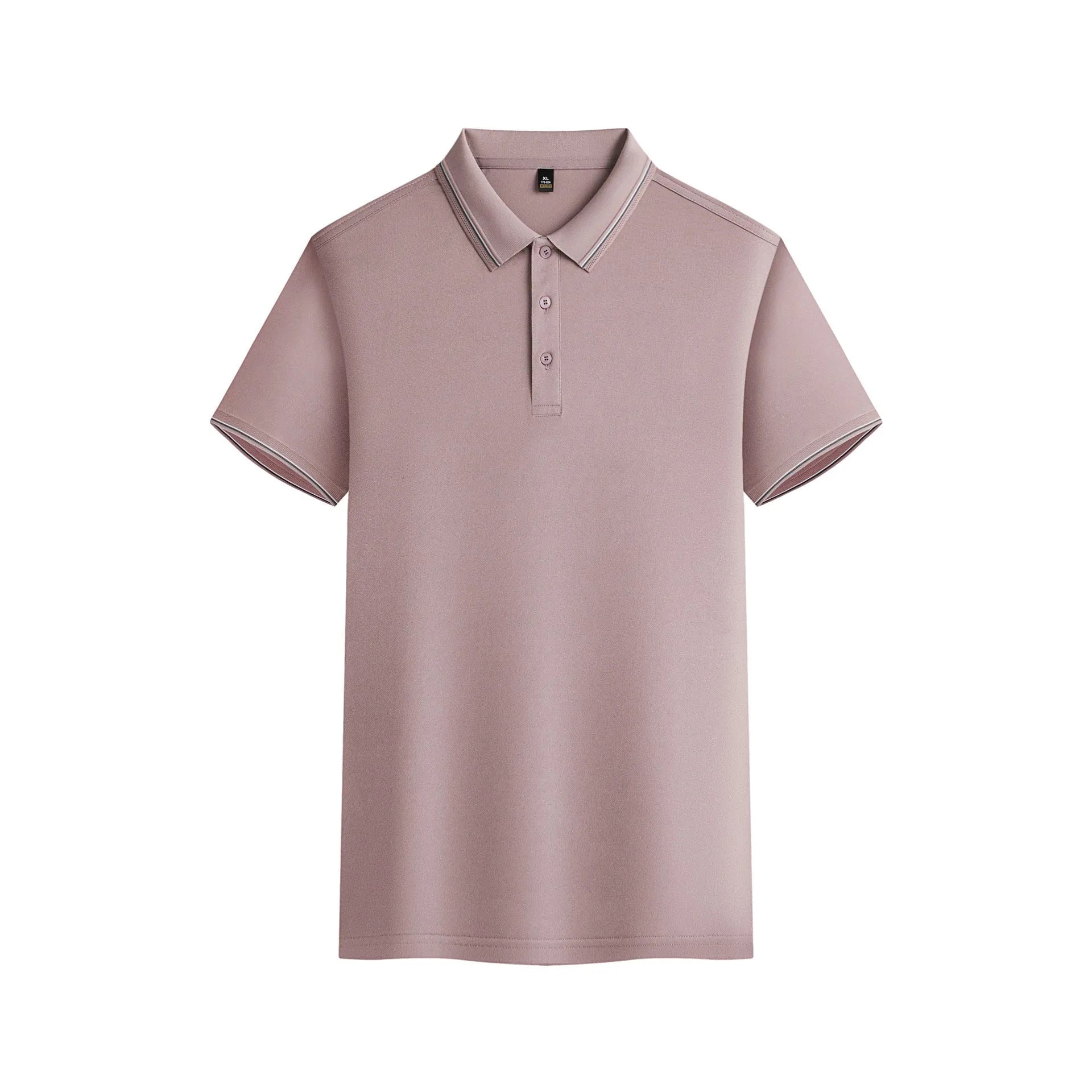 Men's navy blue short-sleeved polo shirt made from quick-drying polyester fabric for summer.