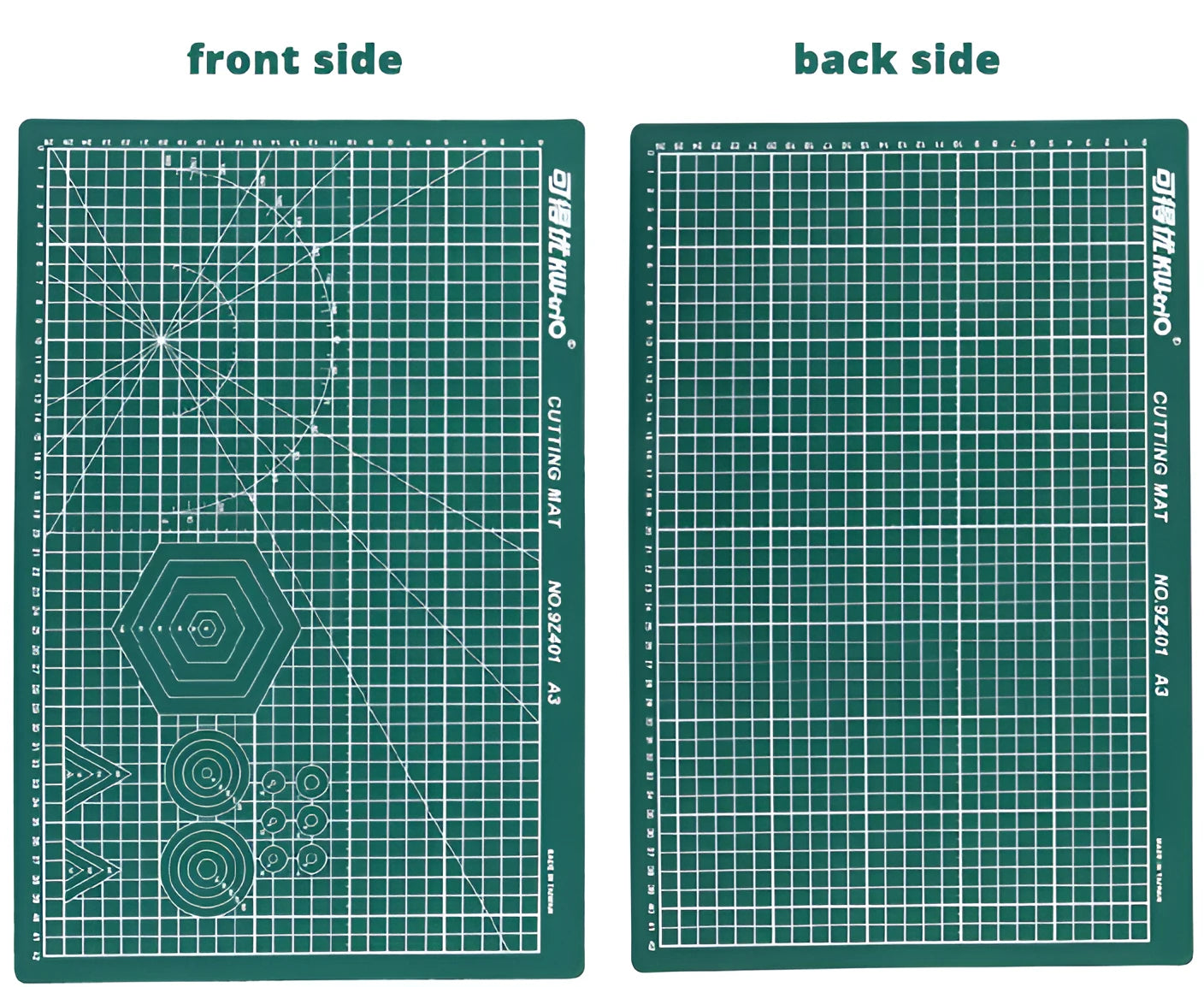 A3 self-healing cutting mat with centimetre grid lines in green, black or grey colour options