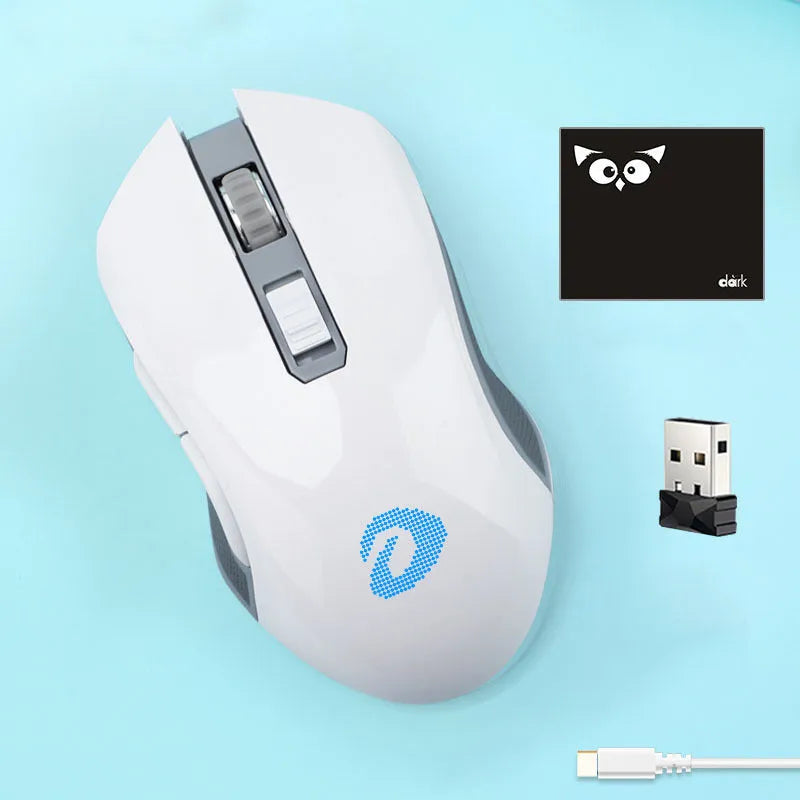 Lightweight wireless wired game mouse with USB connector and mouse pad, available in green