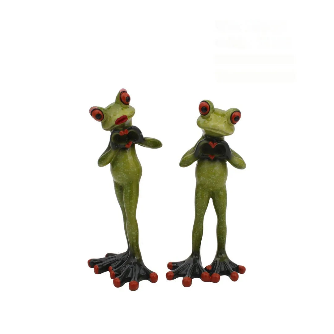Pastoral style resin frog decoration for home interior display