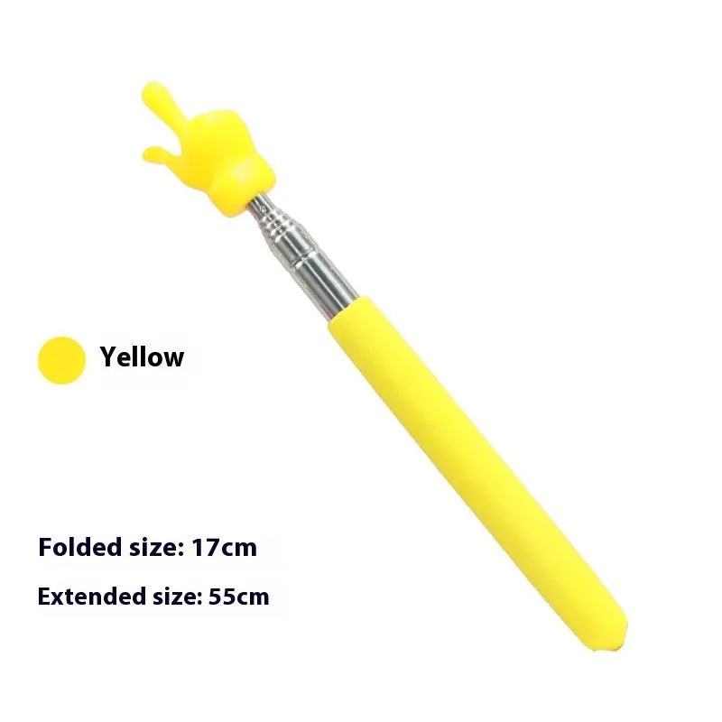 Retractable stainless steel baton children's finger reading teaching pointer in black and white fingers colour